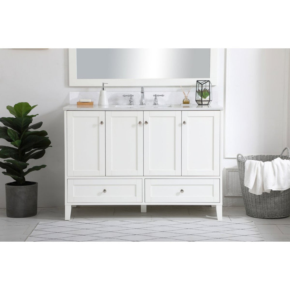 Elegant VF18048WH-BS 48"Single Bathroom Vanity, White With Backsplash