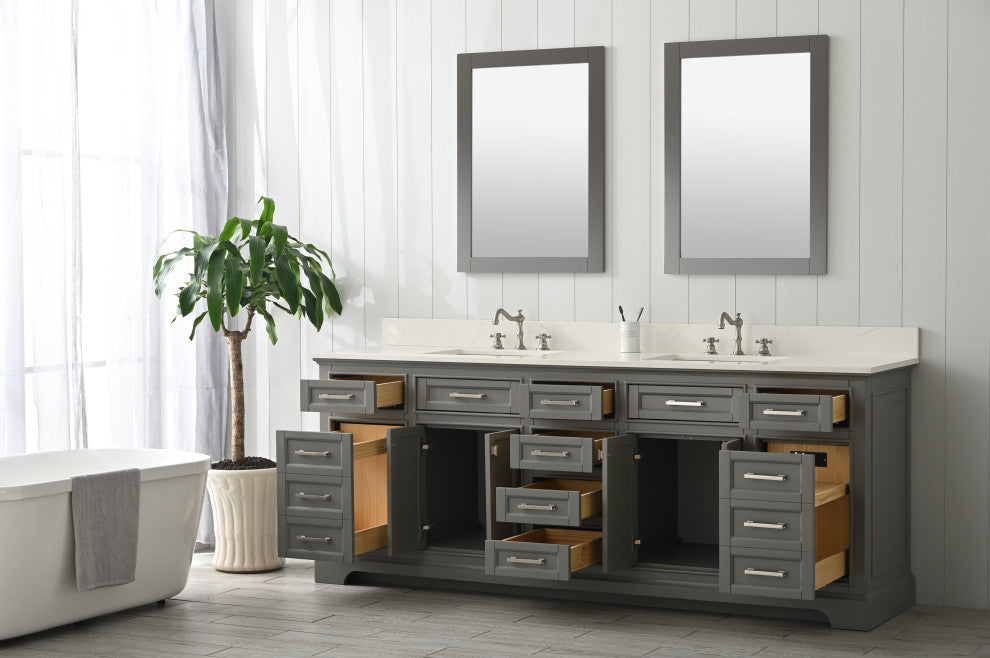 Milano 84" Gray Double Rectangular Sink Vanity