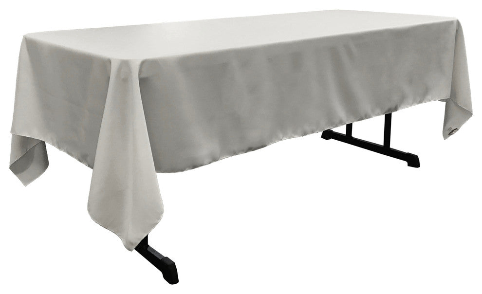 LA Linen Rectangular  Polyester Poplin Tablecloth, Light Gray, 60"x102"