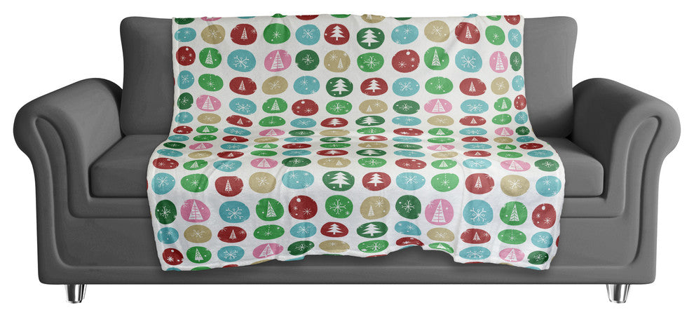 Wintery Polka Dots Fleece Blanket, 50"x60"