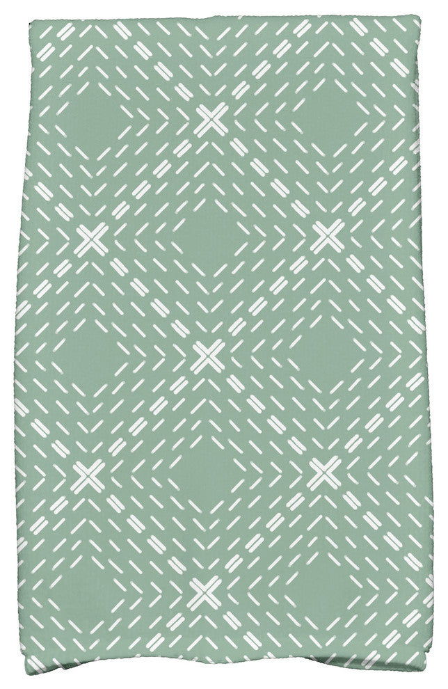 18"x30" Dots and Dashes Geometric Print Kitchen Towel, Green