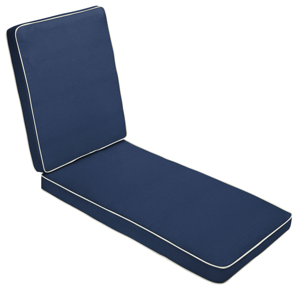 Sunbrella Outdoor Chaise Lounge Cushion, Canvas Navy, 79"Lx25"Wx3"D