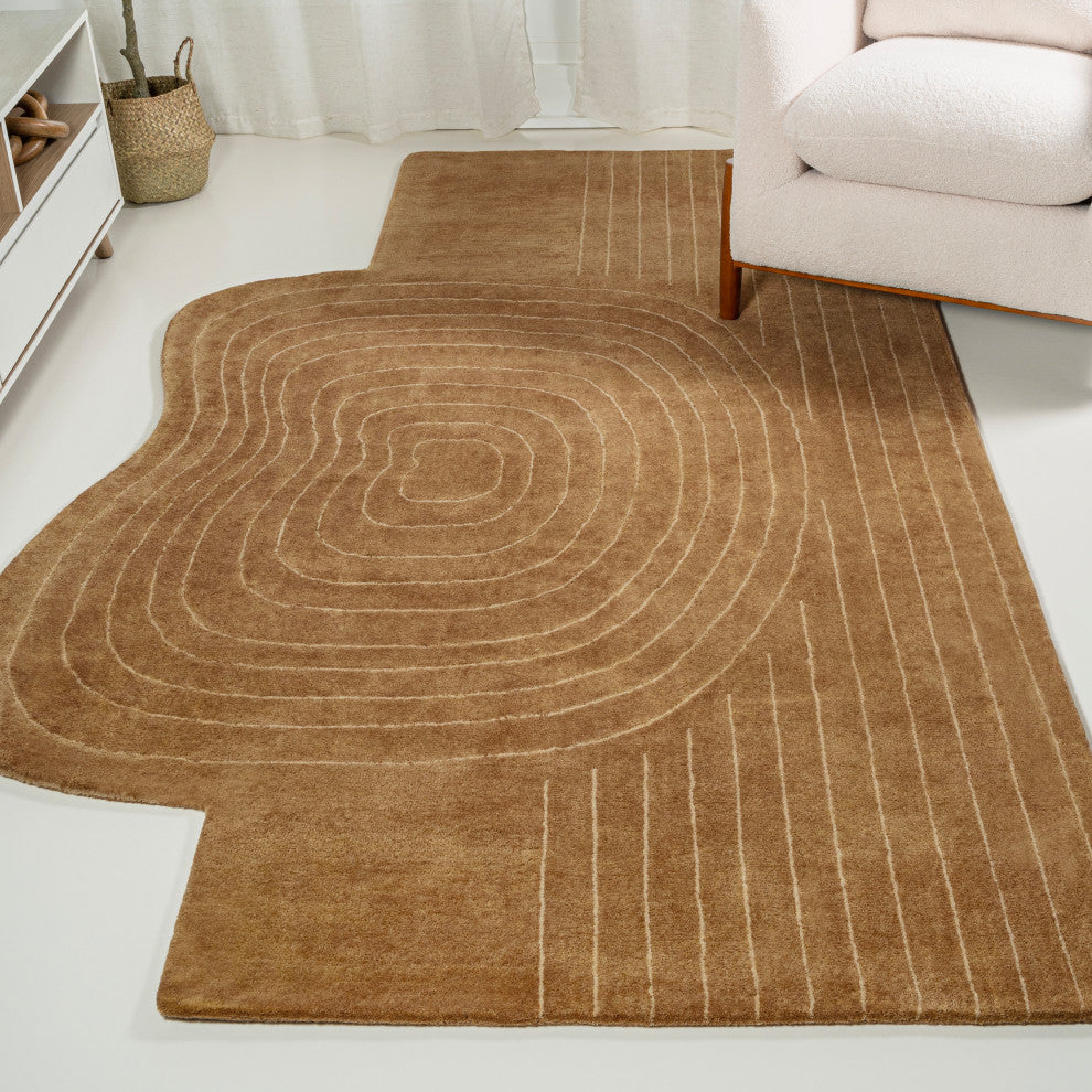 Bohemian Abstract Striped Handwoven Wool Rug