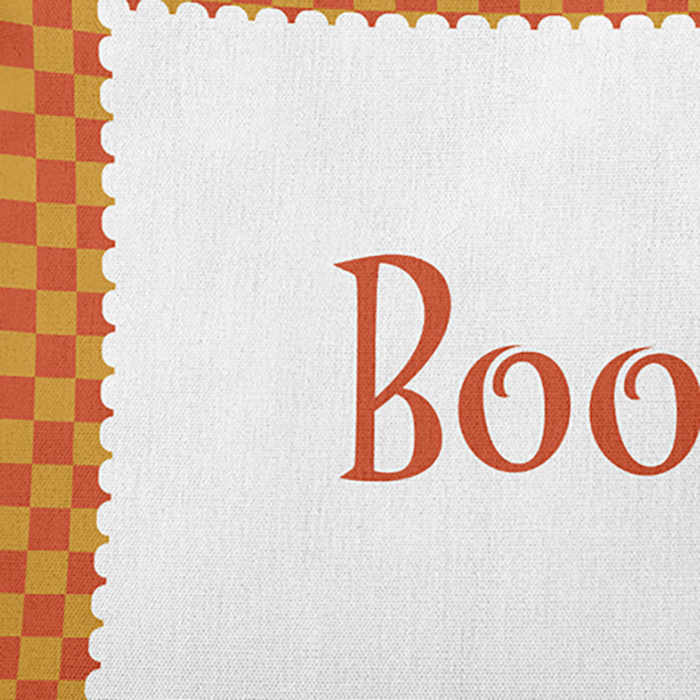 Halloween Boo Checks Accent Pillow, Rust, 14"x20"