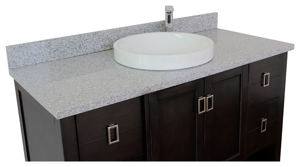 49" Single Vanity, Silvery Brown Finish With Gray Granite Top