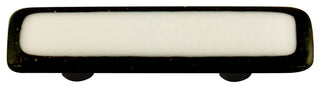Art Glass Rectangle Bordered Pull, Black Post, Black Border White