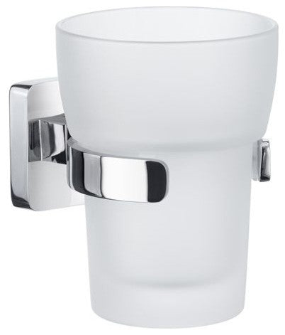 Ice Holder With Frosted Glass Tumbler, Polished Chrome