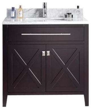 Wimbledon, 36" Brown Cabinet With White Carrara Marble Countertop