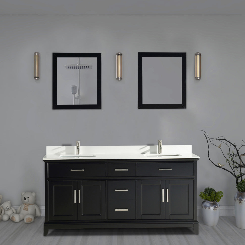 Bathroom Vanity Set With Engineered Marble Top, 72"