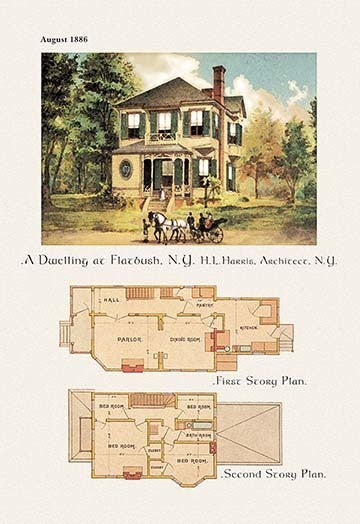 A Dwelling at Flatbush, New York- Canvas Poster 20" x 30"
