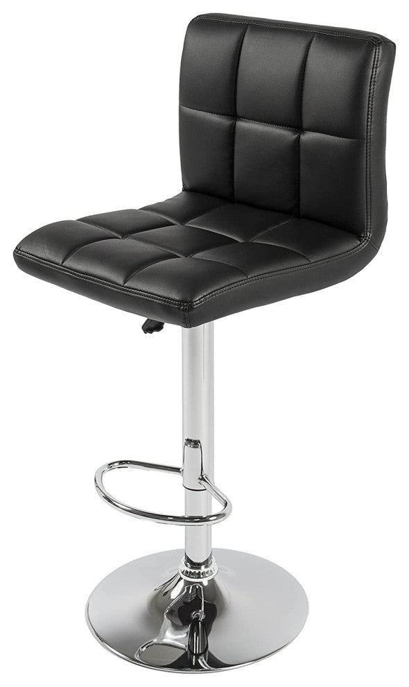 Hexagrid Pu Height Adjustable Bar Stool in Black, Set of 2