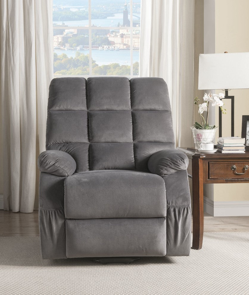 ACME Ipompea Recliner with Power Lift and Massage, Gray Velvet