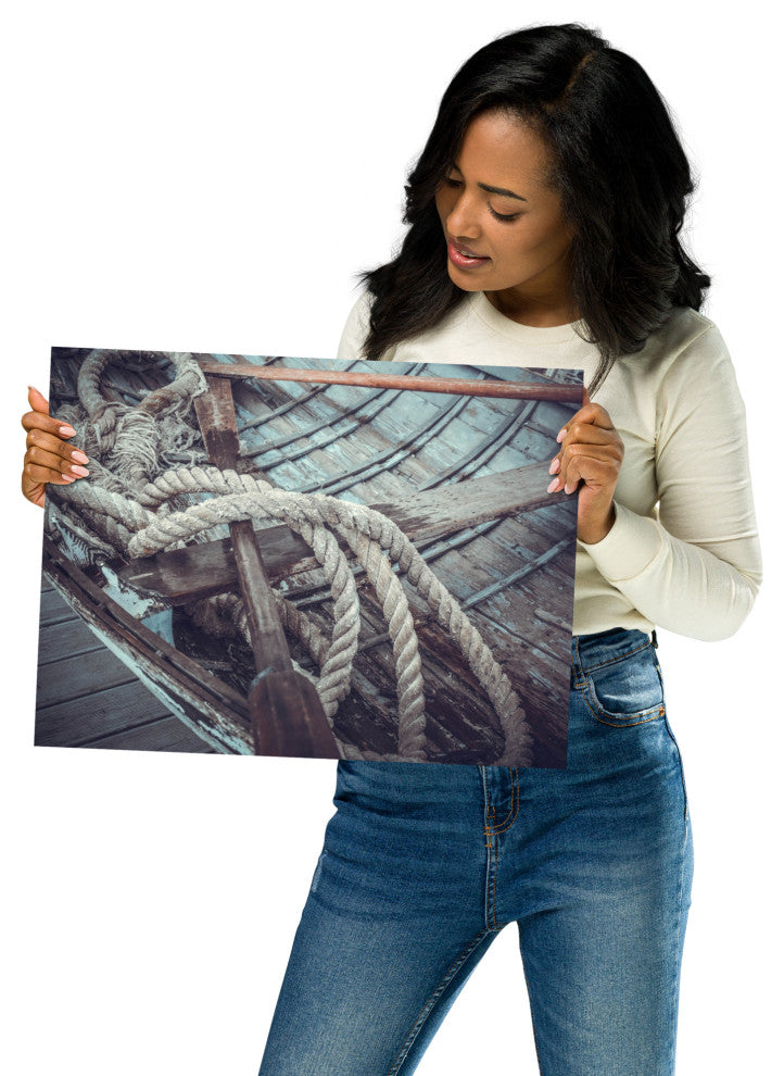 Vintage Boat Oars and Ropes Nautical Photo Loose Wall Art Prints, 12" X 16"