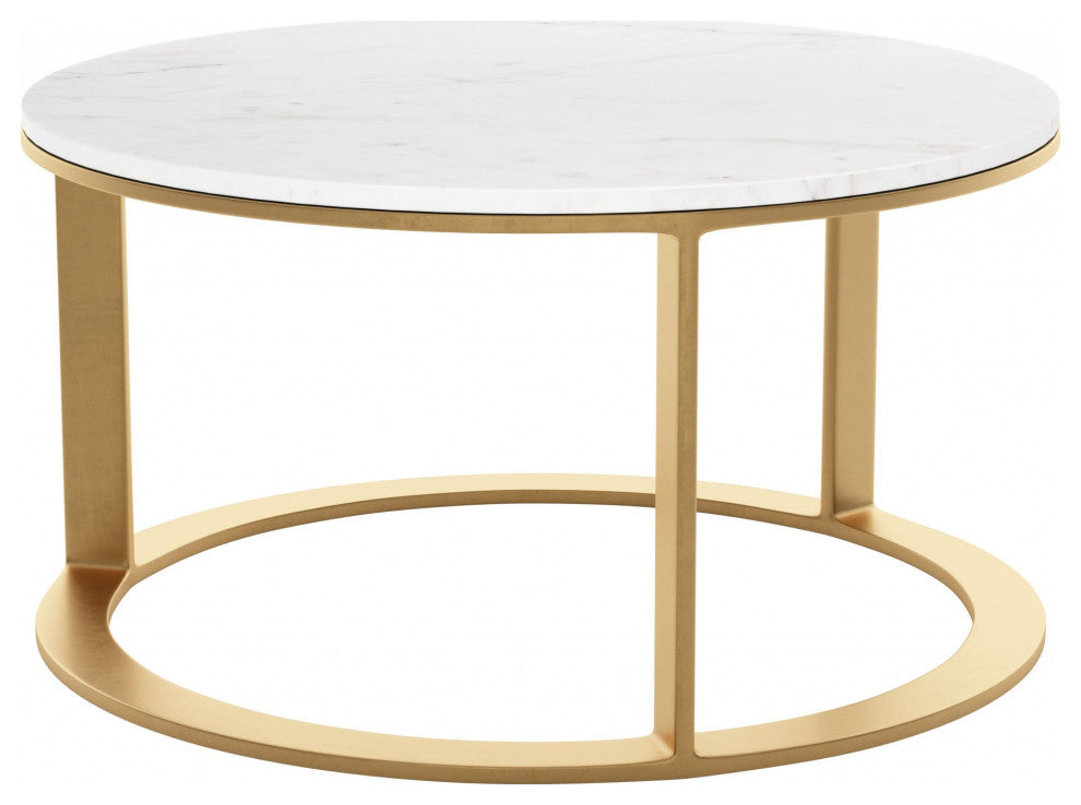 Helena Marble Coffee Table White and Gold