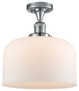 X-Large Bell 1-Light Semi-Flush Mount, Polished Chrome, Matte White