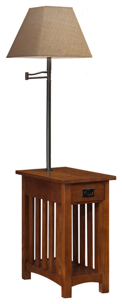 Leick Furniture Mission Chairside Solid Wood Lamp Table Medium in Oak