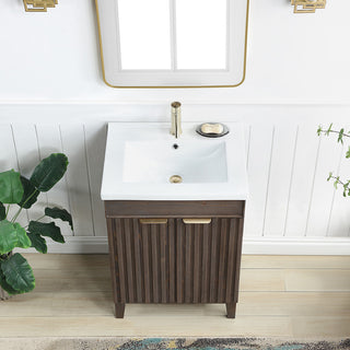 Palos Bathroom Vanity, Spruce Aged Brown, 24", Ceramic Top, No Mirror