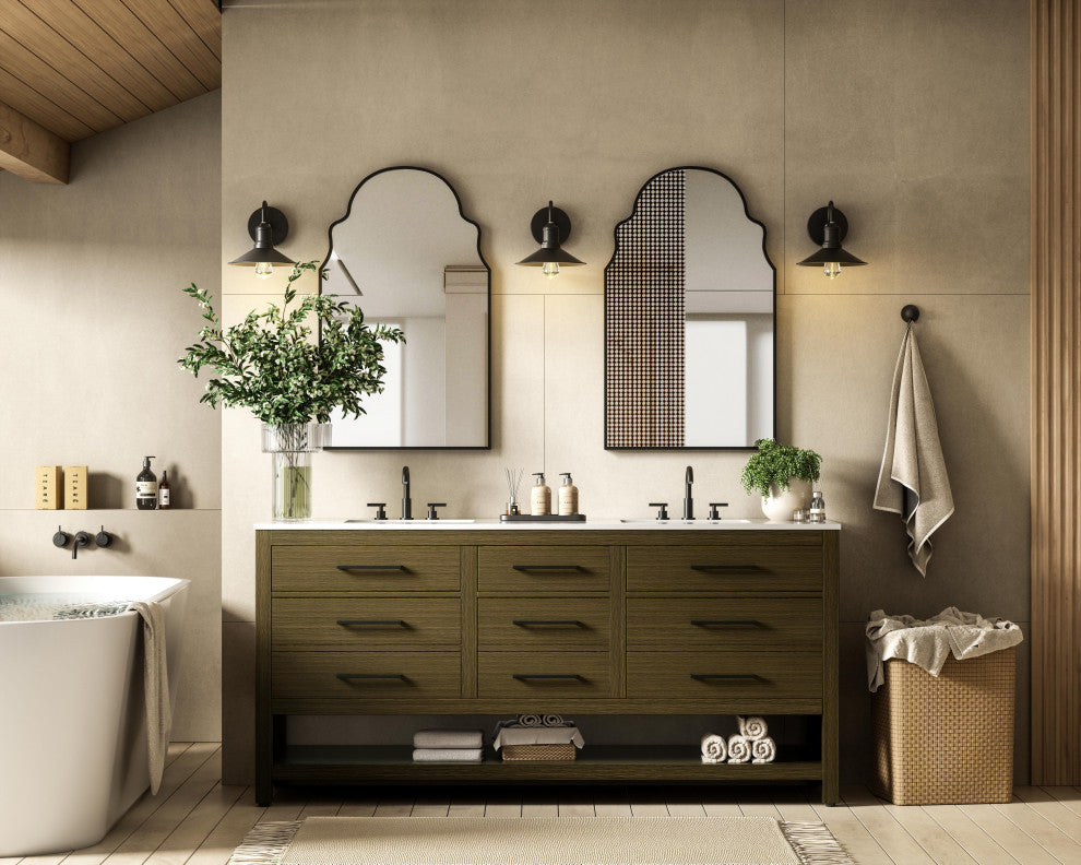 Home Living 72" Double Bathroom Vanity, Chestnut Brown