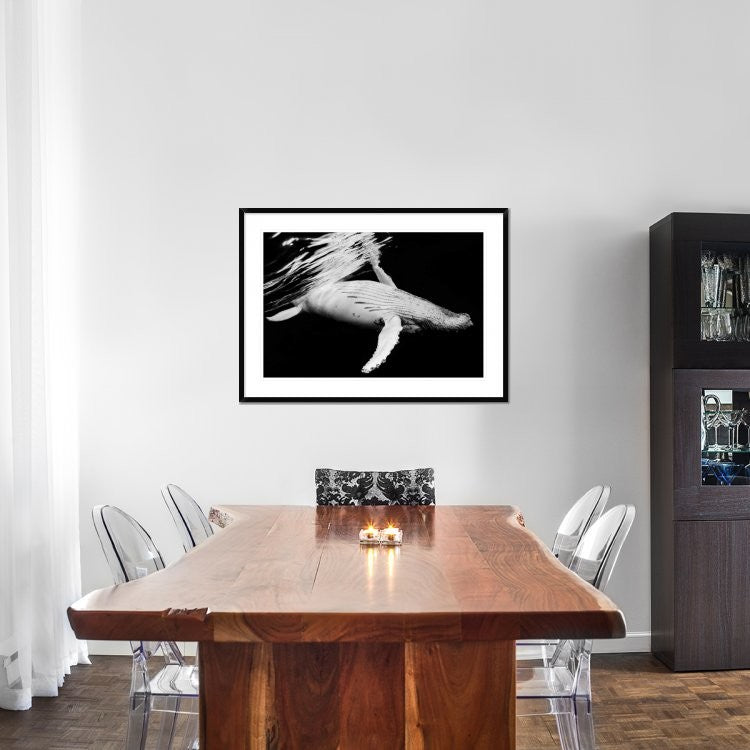 "Black and Whale" Framed Digital Print by Barathieu Gabriel, 44x32"