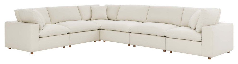 Commix Down Filled Overstuffed 6 Piece Sectional Sofa Set, Light Beige