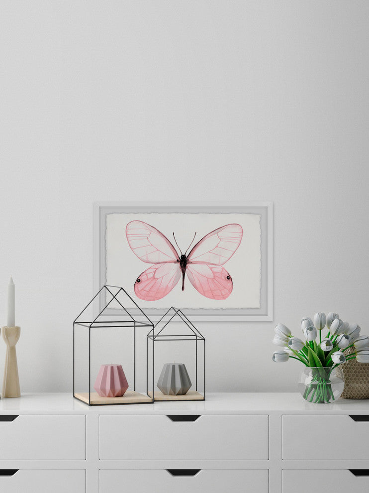 "Pink Butterfly Beauty" Framed Painting Print, 36"x24"