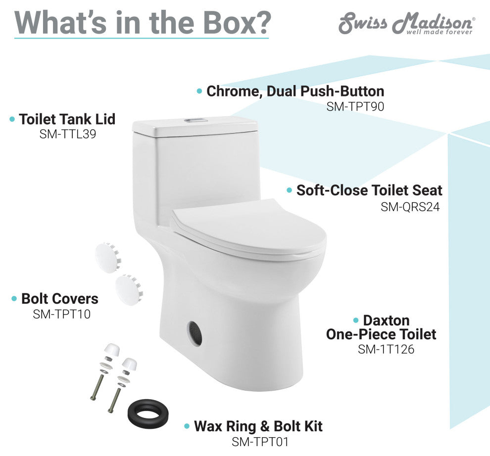 Daxton One Piece Elongated Dual Flush Toilet 1.1/1.6 GPF