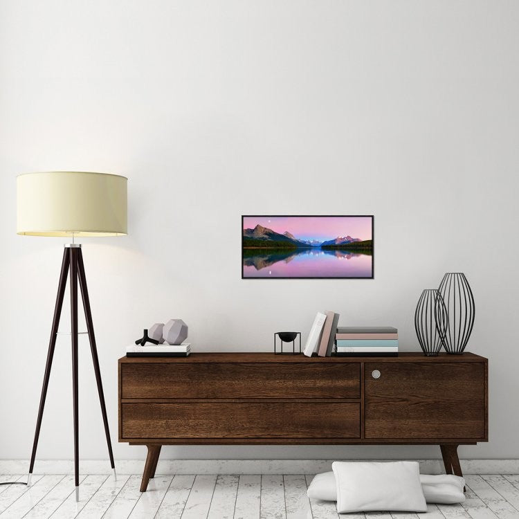 "Maligne Lake" Framed Canvas Giclee by Yan Zhang, 31x15"