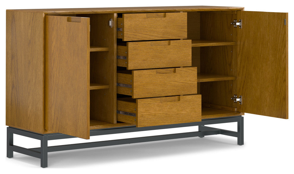 Banting Mid Century Sideboard With Centre Drawers, Oak Veneer