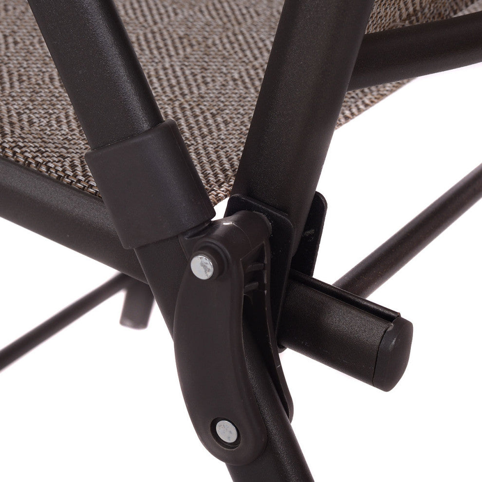Costway Set of 2 Patio Folding Sling Chairs Furniture Deck Garden Pool Beach