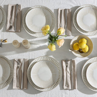 Stone Lain Linea Stoneware 24-Piece Dinnerware Set, White