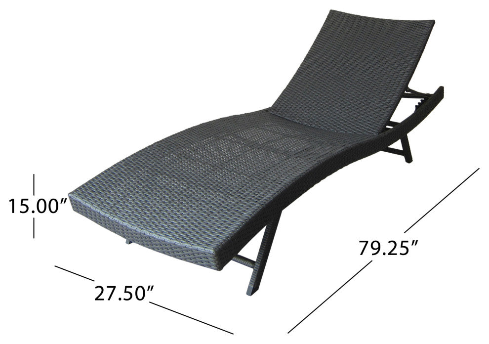 GDF Studio Arthur Outdoor Wicker Chaise Lounges, Gray, Set of 2
