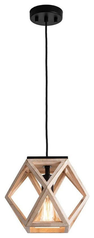 Globe Wooden Pendant Light Vintage Cage Hanging Lamp