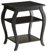 End Table with 2 Lower Shelves, Black