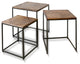 Logan - Set Of Three Nested Side Tables - Dark Wood Finish - Black Iron Frame