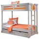 Brylee Twin Over Twin Louvered Bunk Bed, Antique Gray With Twin Trundle