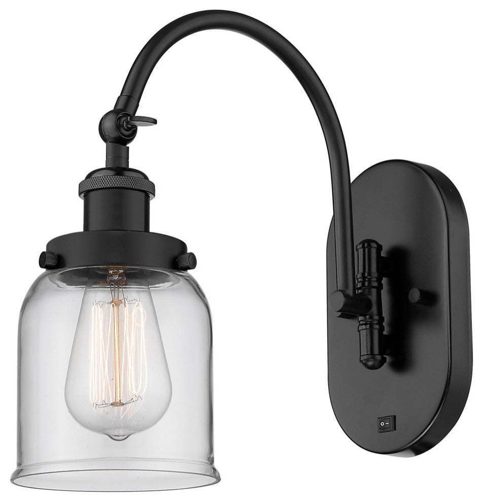 Bell Sconce, Matte Black, Clear, Clear