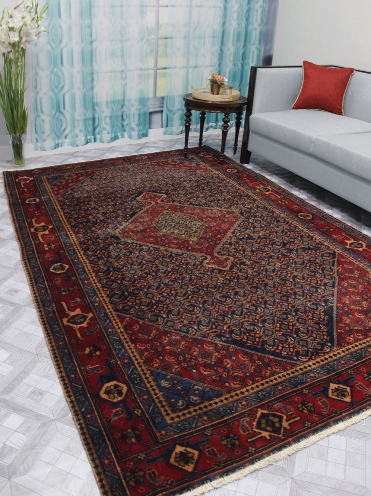 Vintage Distressed Phillis Blue Rug, 6'4x9'9