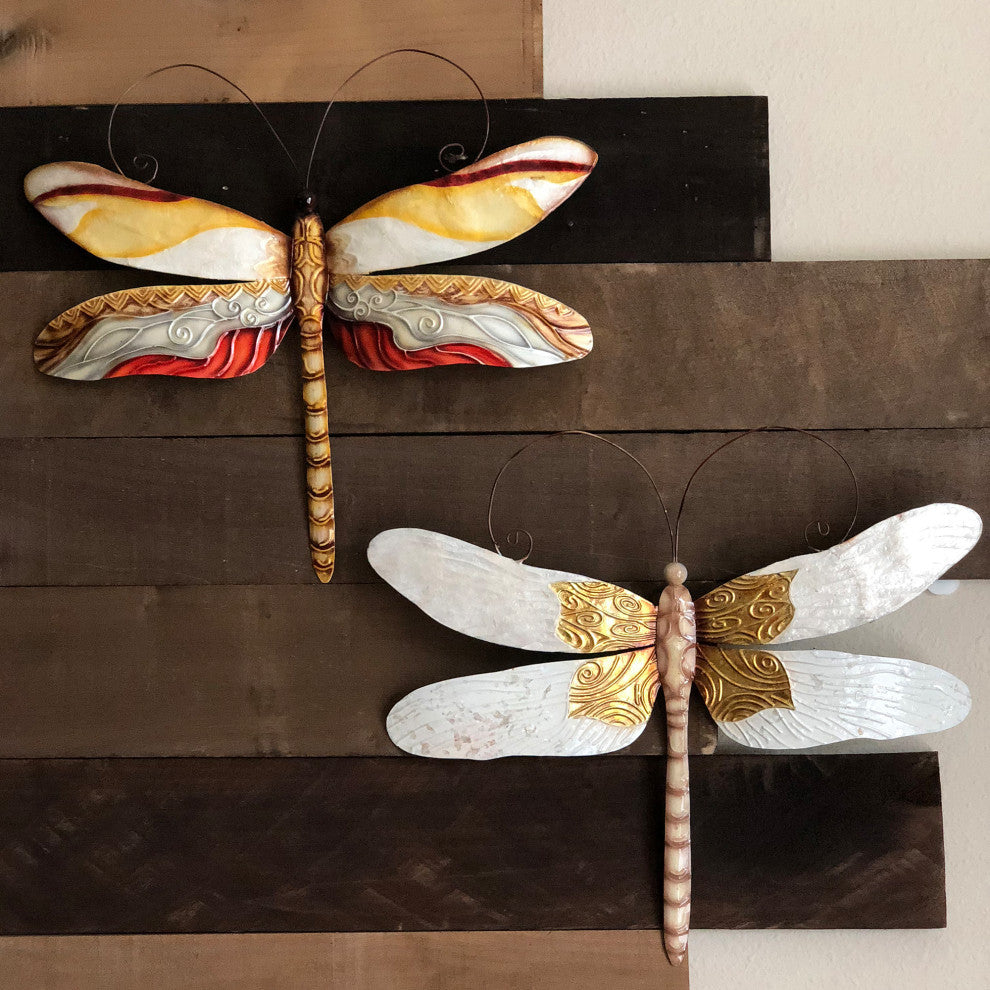 Dragonfly Wall Decor Pearl Tan And Brown
