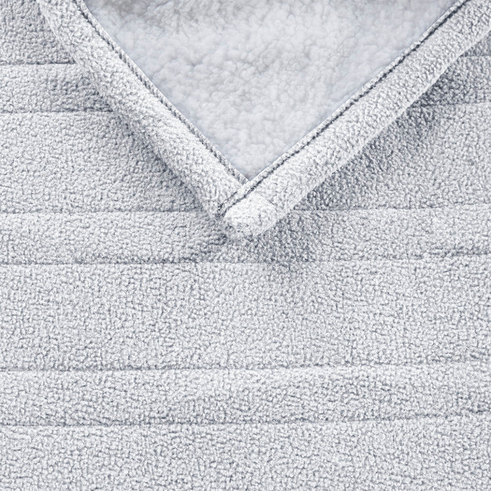 Serta Fleece to Sherpa Heated 50x60" Fleece Sherpa Electric Throw, L Grey