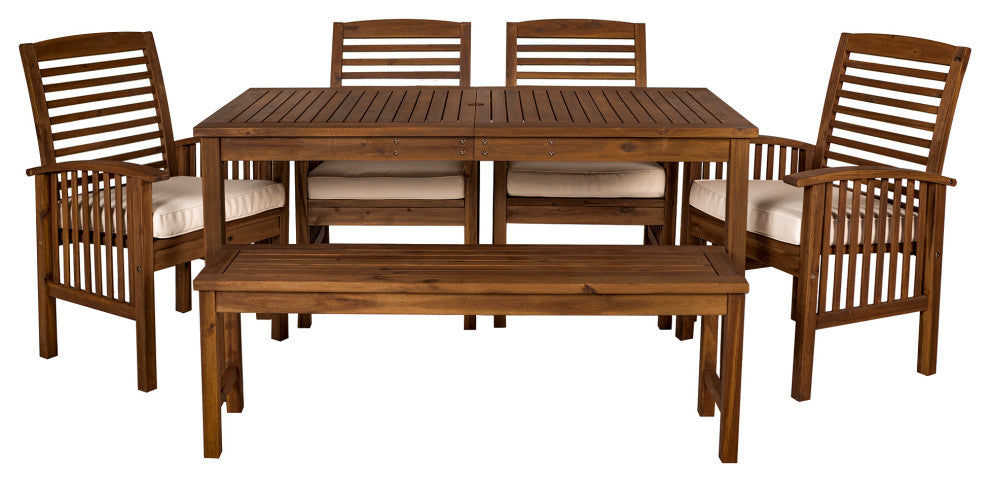 6-Piece Modern Patio Dining Set - Dark Brown