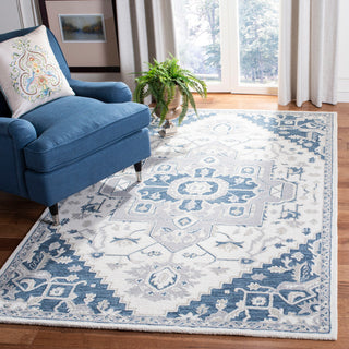 Safavieh Micro-Loop Collection MLP503 Rug, Ivory/Navy, 5' X 8'