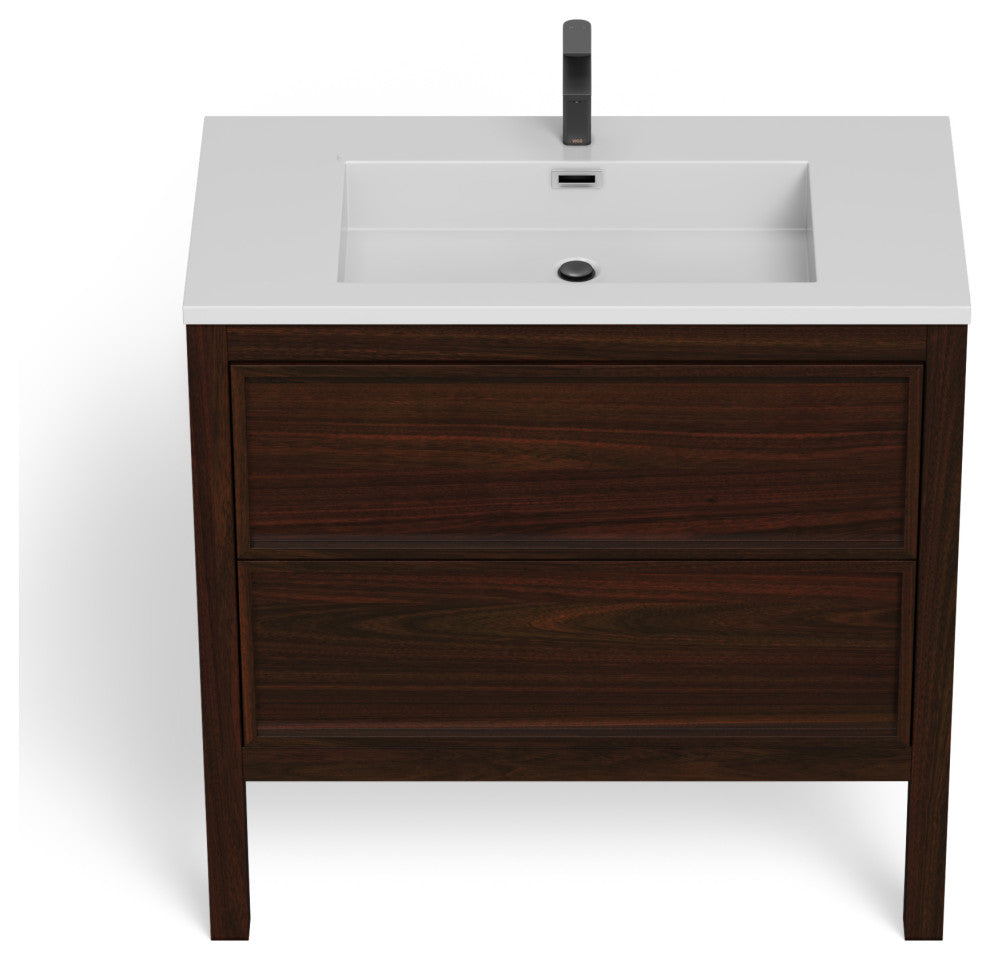 The Shiloh Bathroom Vanity, Dark Walnut, 36", Single Sink, Freestanding