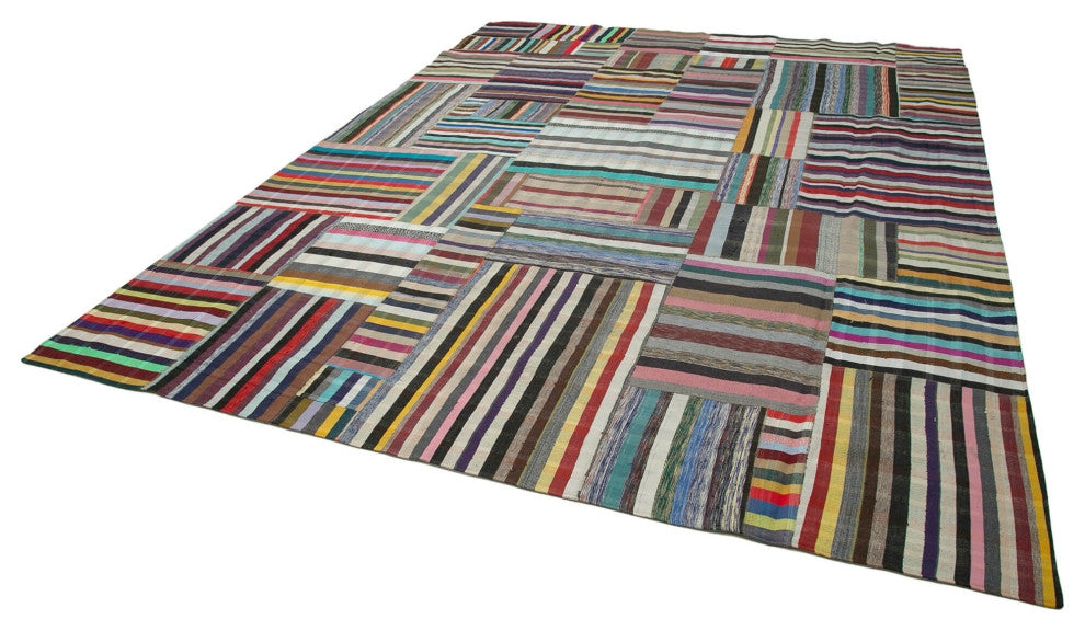 Rug N Carpet - Handmade Oriental 10' 0'' x 13' 2'' Vintage Patchwork Kilim Rug