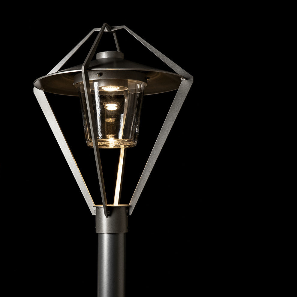 Stellar Post Light, Coastal Burnished Steel Finish, Clear Glass