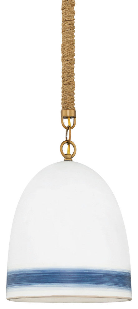Hinkley Lighting 3364 Nash 10"W Mini Pendant - Heirloom Brass / Navy Stripe