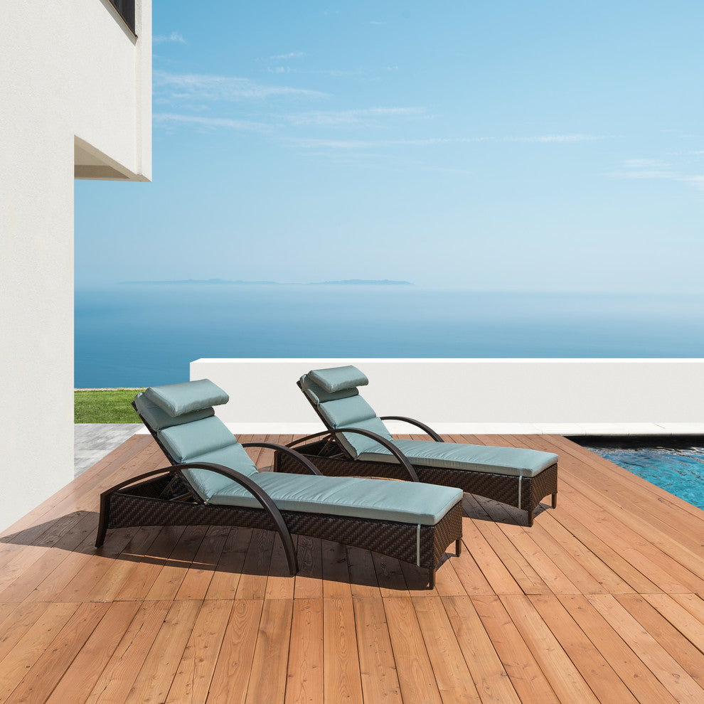 Barcelo 2 Piece Aluminum Outdoor Patio Chaise Lounges, Bliss Blue