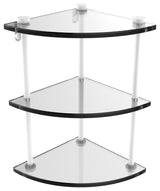 Three Tier Corner Glass Shelf, Matte White