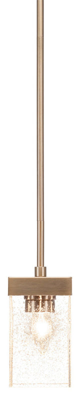 Nouvelle 1-Light Stem Mini Pendant, New Age Brass/Square Clear Bubble