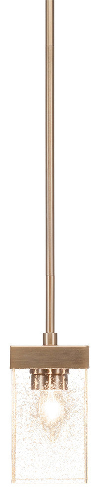 Nouvelle 1-Light Stem Mini Pendant, New Age Brass/Square Clear Bubble