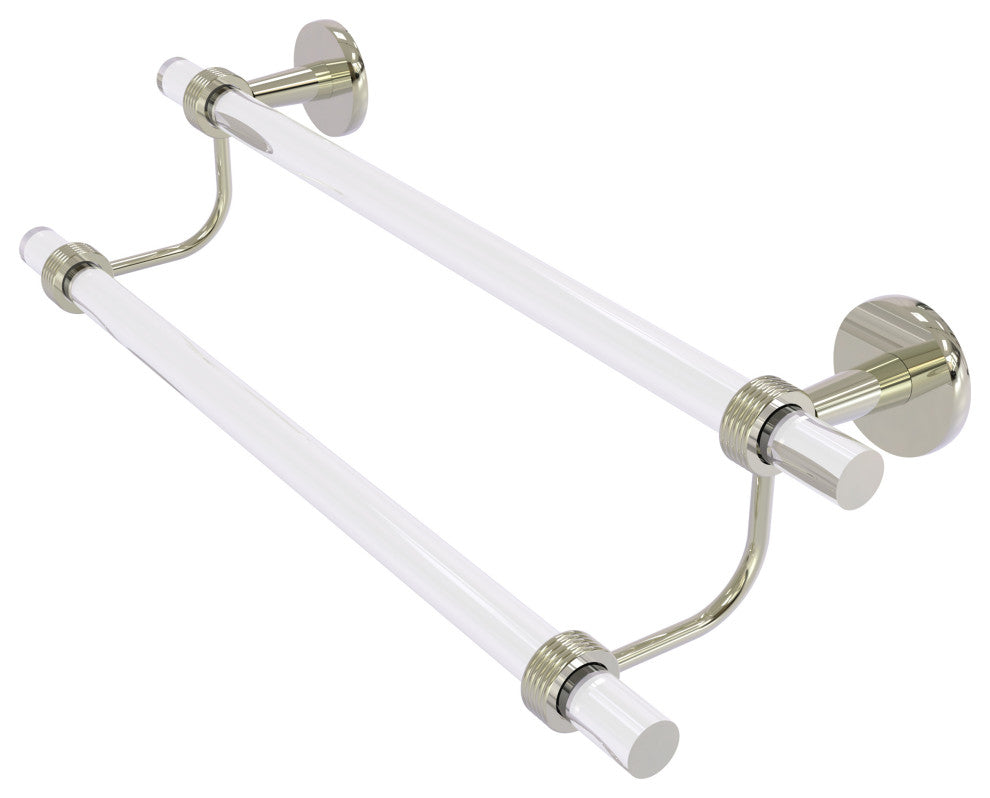 Clearview 36" Double Towel Bar with Groovy Accents, Polished Nickel